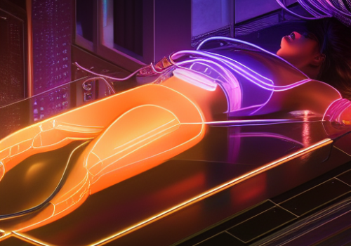 Cyberpunk android being assembled